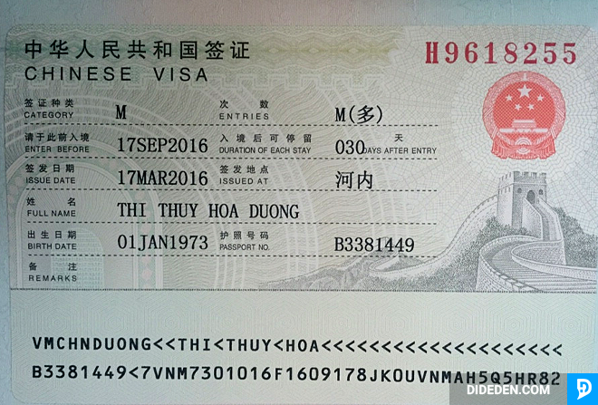 visa di trung quoc