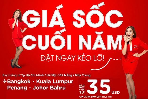 Săn vé Air Asia giá sốc từ 35 USD, chu du thỏa thích khắp thế giới