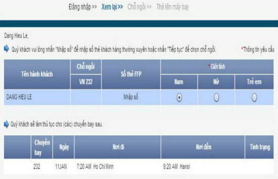 hướng dẫn cách thức làm thủ tục check-in vietnam airlines
