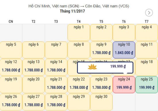 giá vé máy bay từ tphcm đến Côn Đảo