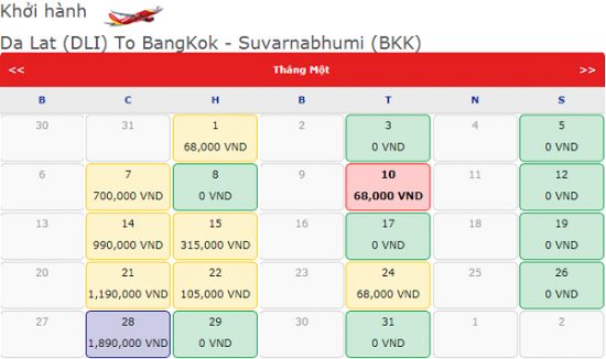 giá vé máy bay vietjet đà lạt đi bangkok