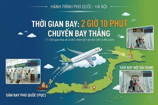 Thời gian bay từ Phú Quốc đi Hà Nội