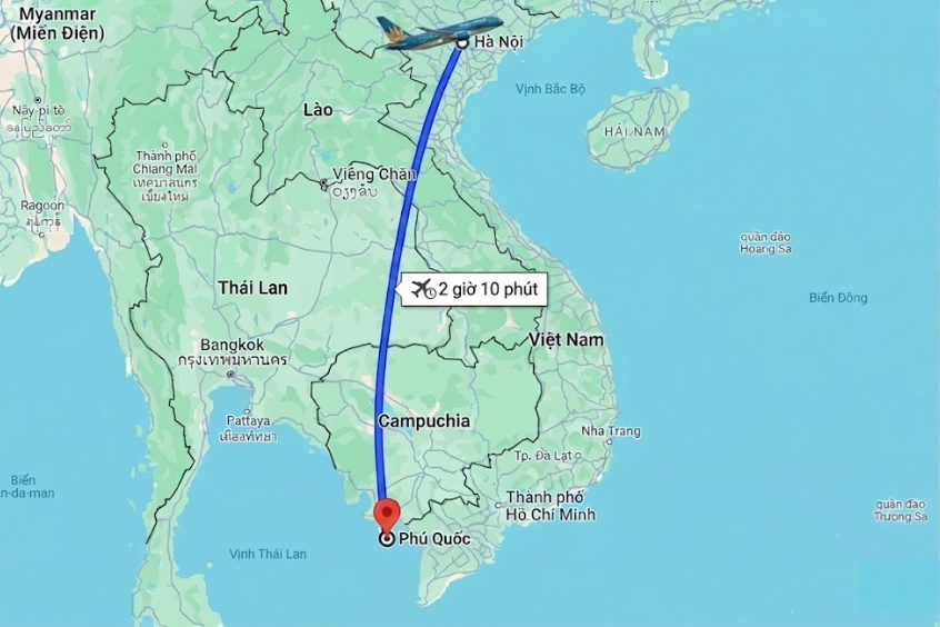 Thời gian bay từ Phú Quốc đi Hà Nội mất bao lâu?