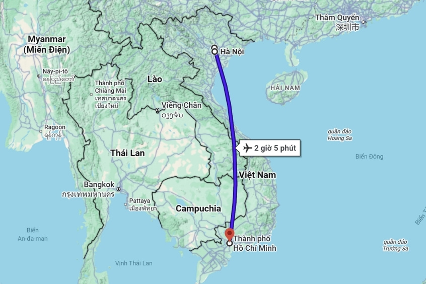 Thời gian từ Hà Nội đi TP. Hồ Chí Minh & Sự khác biệt nhịp sống hai miền
