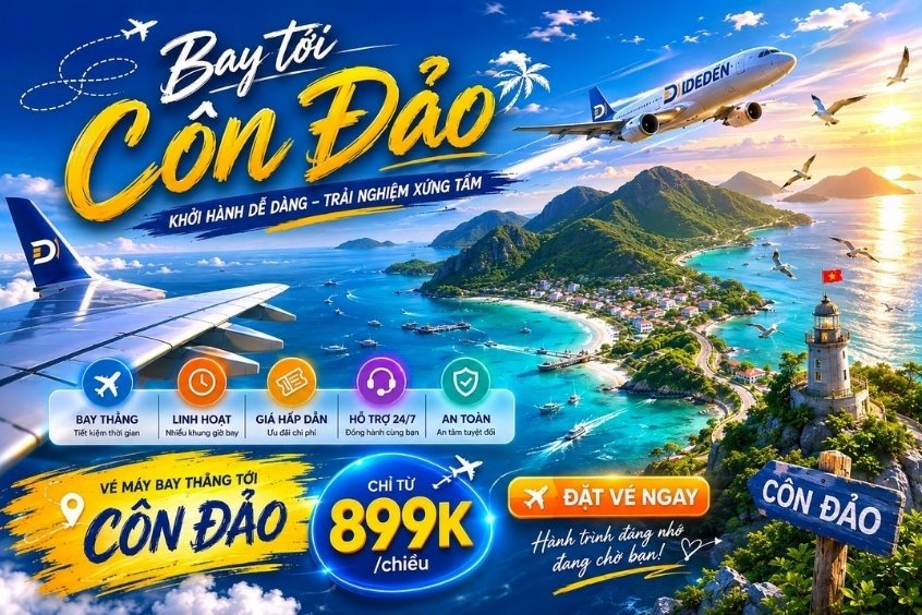 Cách đặt vé máy bay đi Côn Đảo giá rẻ tại Dideden