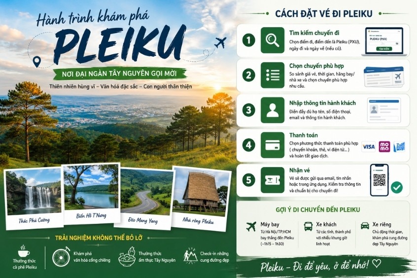 Cách đặt vé máy bay đi Pleiku giá rẻ siêu tiết kiệm tại Dideden ngay hôm nay!