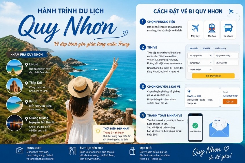 Dideden mách bạn cách đặt vé máy bay đi Quy Nhơn giá rẻ dễ áp dụng cho mọi chuyến đi!