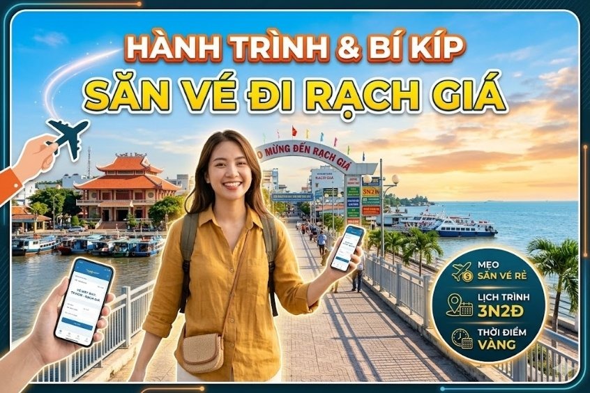 Bật mí cách đặt vé máy bay đi Rạch Giá giá rẻ, săn deal cực chất cùng Dideden !