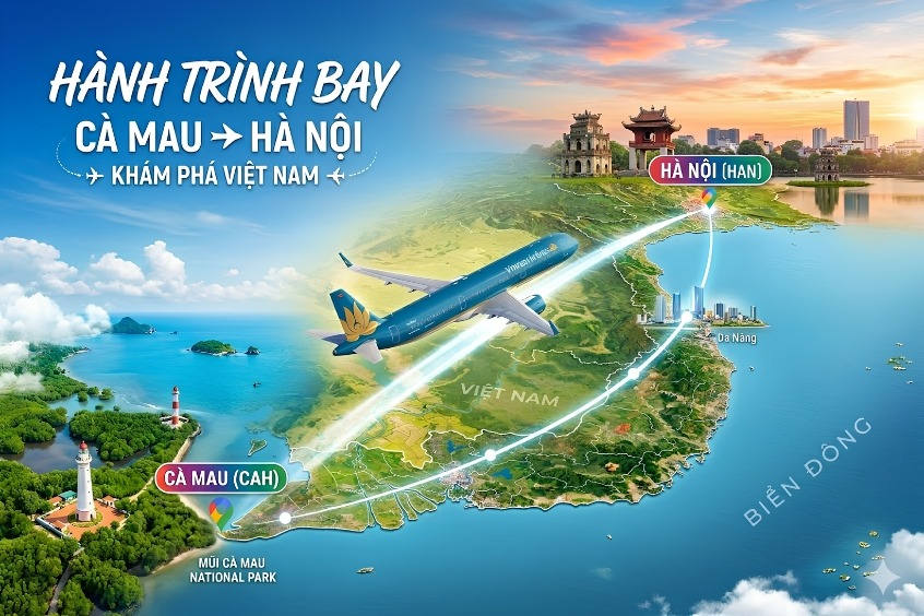 Cách đặt vé máy bay Cà Mau đi Hà Nội giá rẻ 