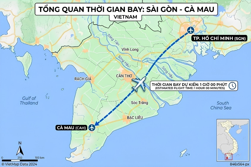 Khám phá thời gian bay từ TP. Hồ Chí Minh đi Cà Mau cho hành trình du lịch 