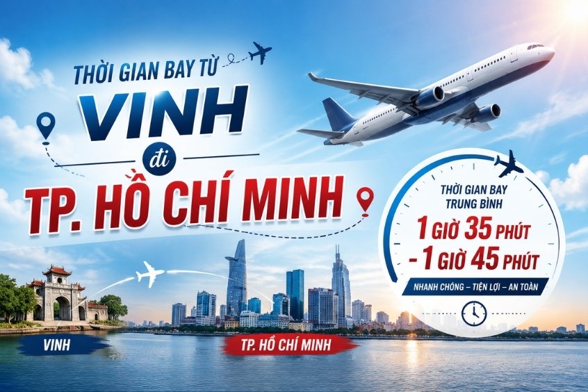 Thời gian bay từ Vinh đi TP. Hồ Chí Minh: 